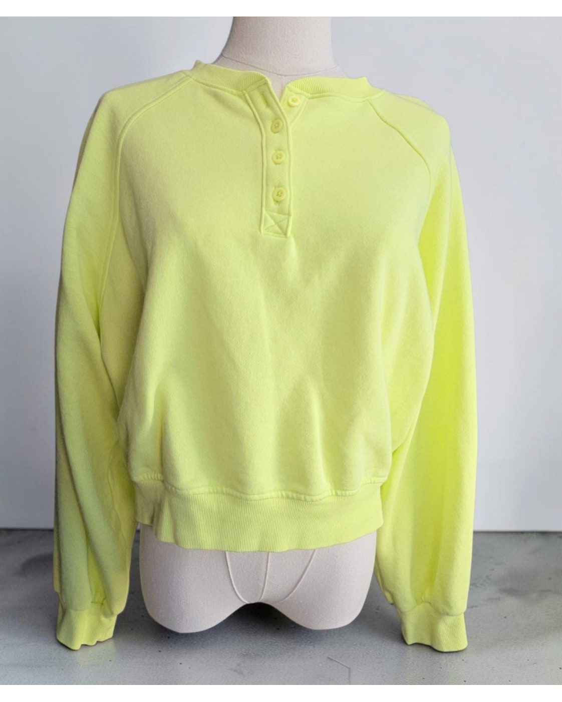 Yellow OLD NAVY Cropped Henley Sweatshirt, size M