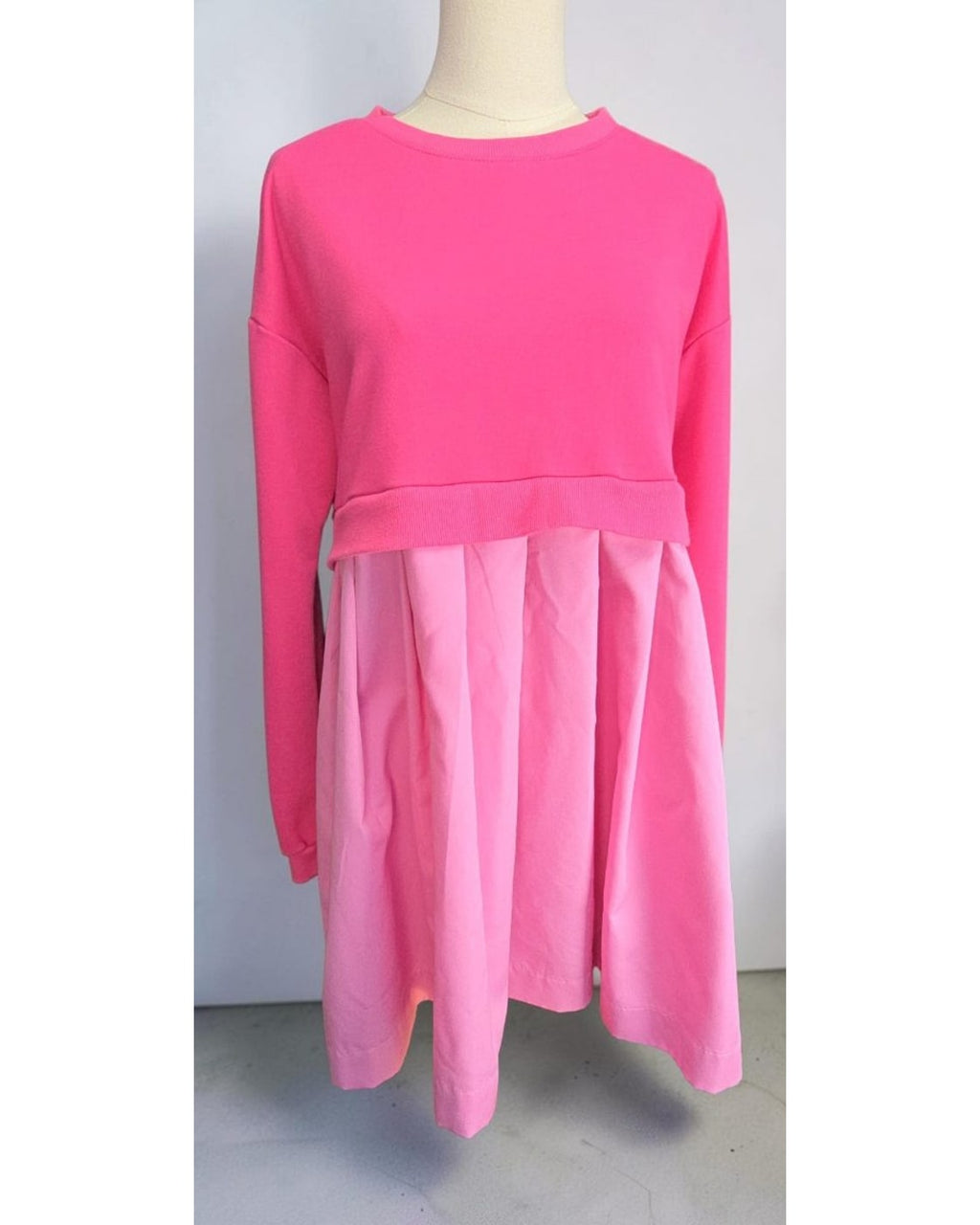 Ceo Femme Mixed-Media Sweatshirt Mini Dress
