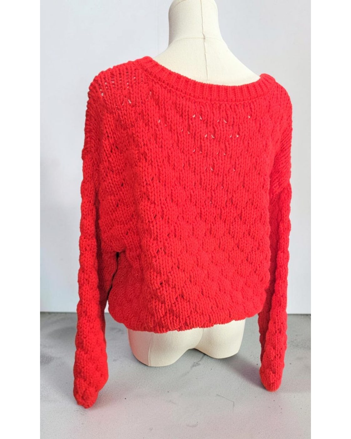 Pink Lily Textured V-Neck Sweater