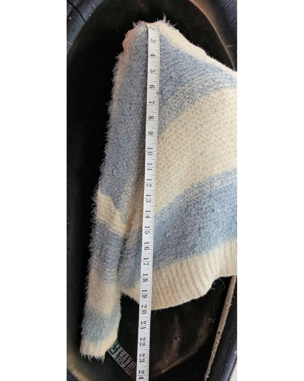 altar'd state Striped Fuzzy Cropped V-Neck Sweater