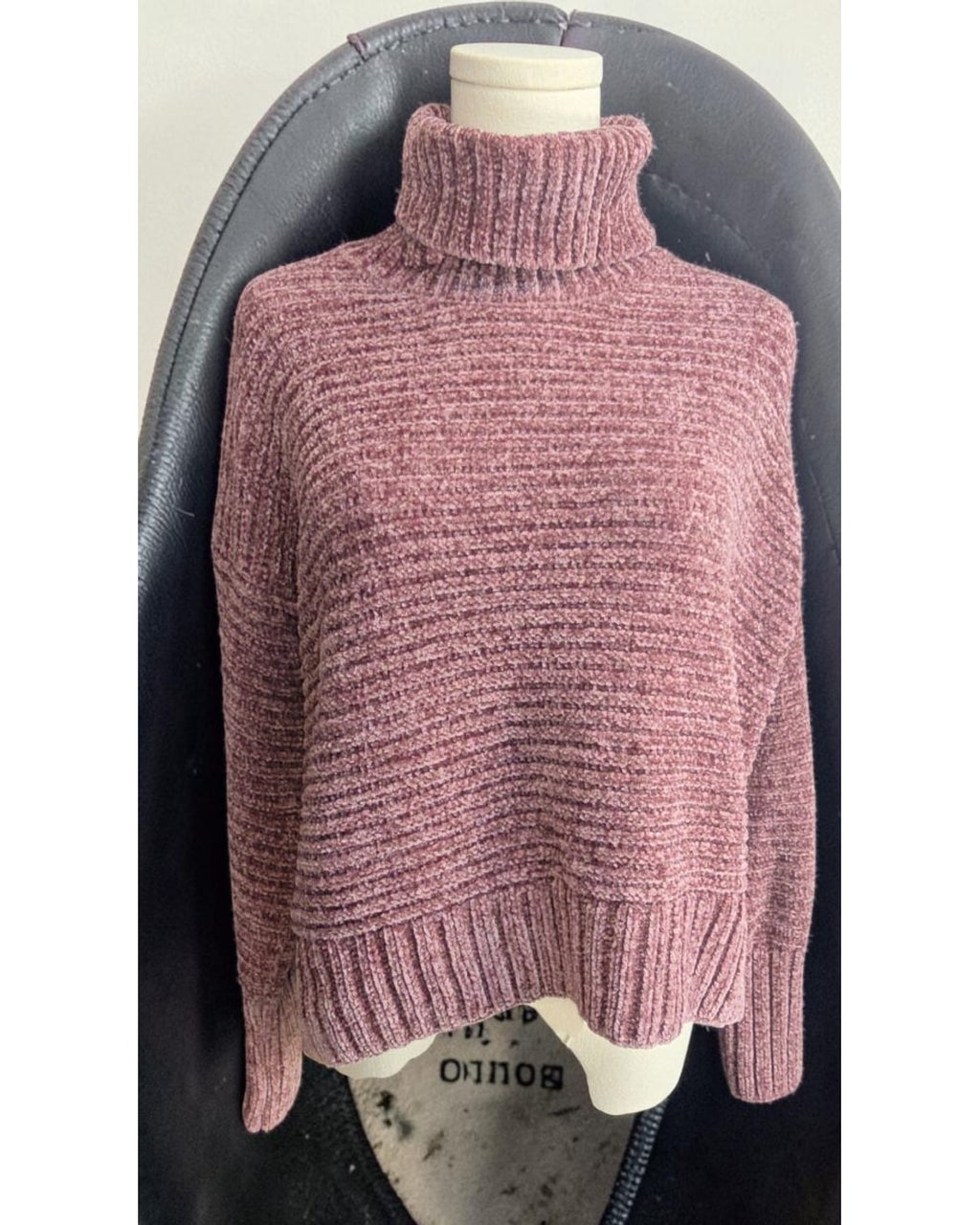 PINK ROSE Chenille Ribbed Turtleneck Sweater