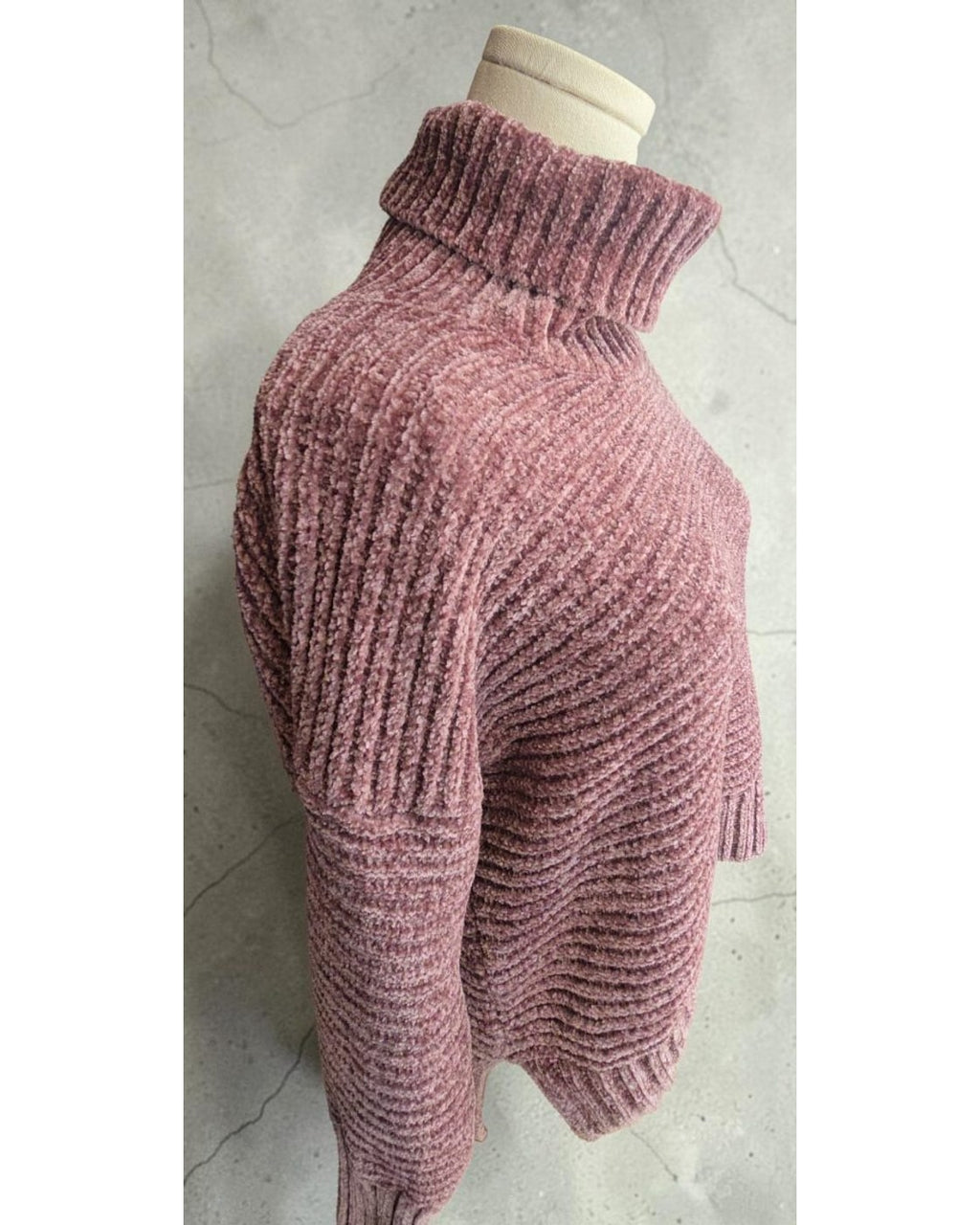 PINK ROSE Chenille Ribbed Turtleneck Sweater
