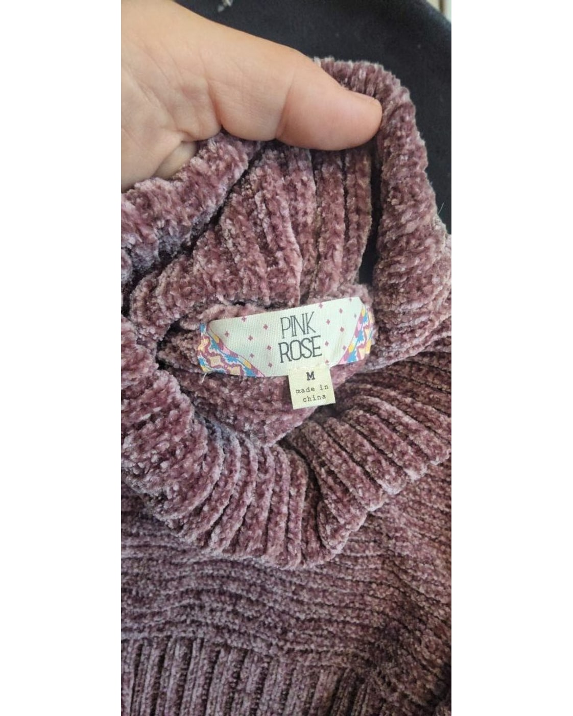 PINK ROSE Chenille Ribbed Turtleneck Sweater, size M – photo 4