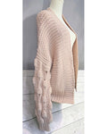 Chunky Cable-Sleeve Open-Front Cardigan