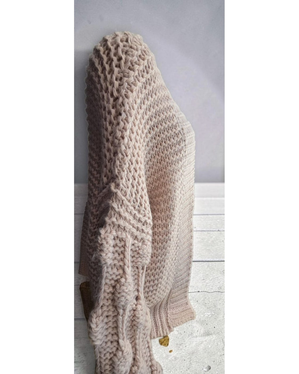 Chunky Cable-Sleeve Open-Front Cardigan