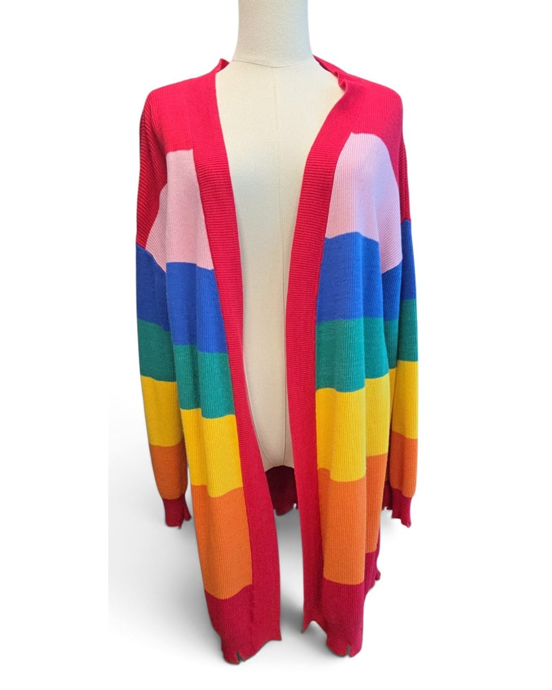 HONEY PUNCH Bold Stripe Distressed Long Cardigan - Style# TT15204M