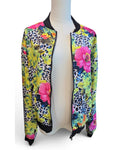 Cotton Candy Floral Leopard Bomber Jacket