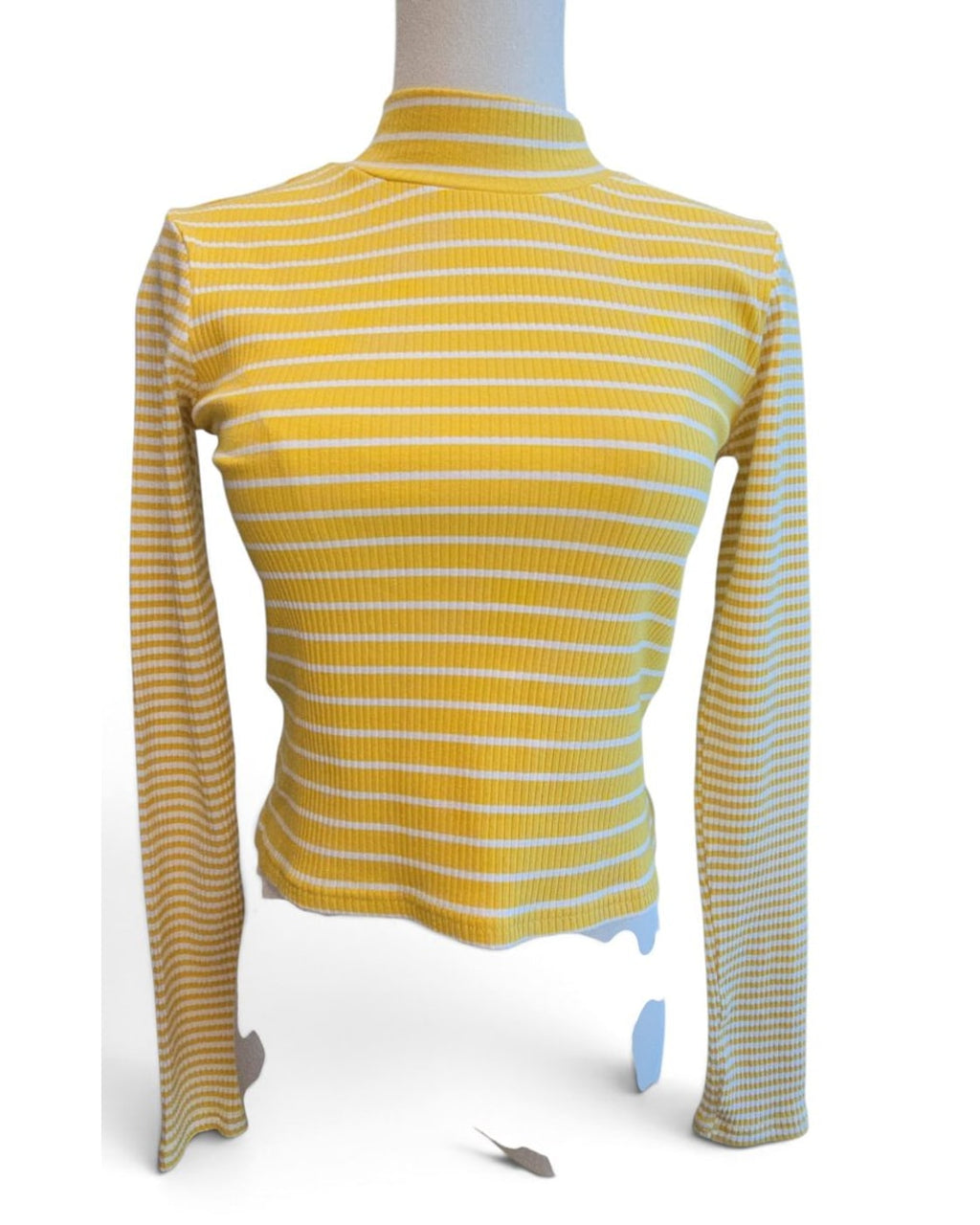 GLAMOROUS Striped Ribbed Turtleneck Top
