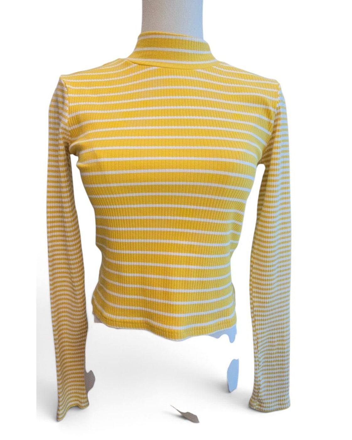 GLAMOROUS Striped Ribbed Turtleneck Top