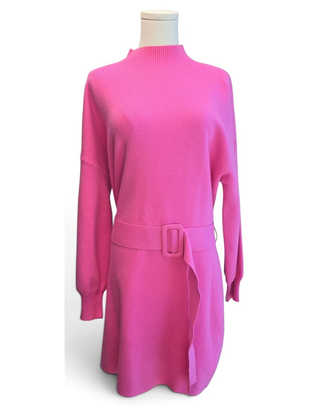 fate Belted Mock-Neck Sweater Mini Dress