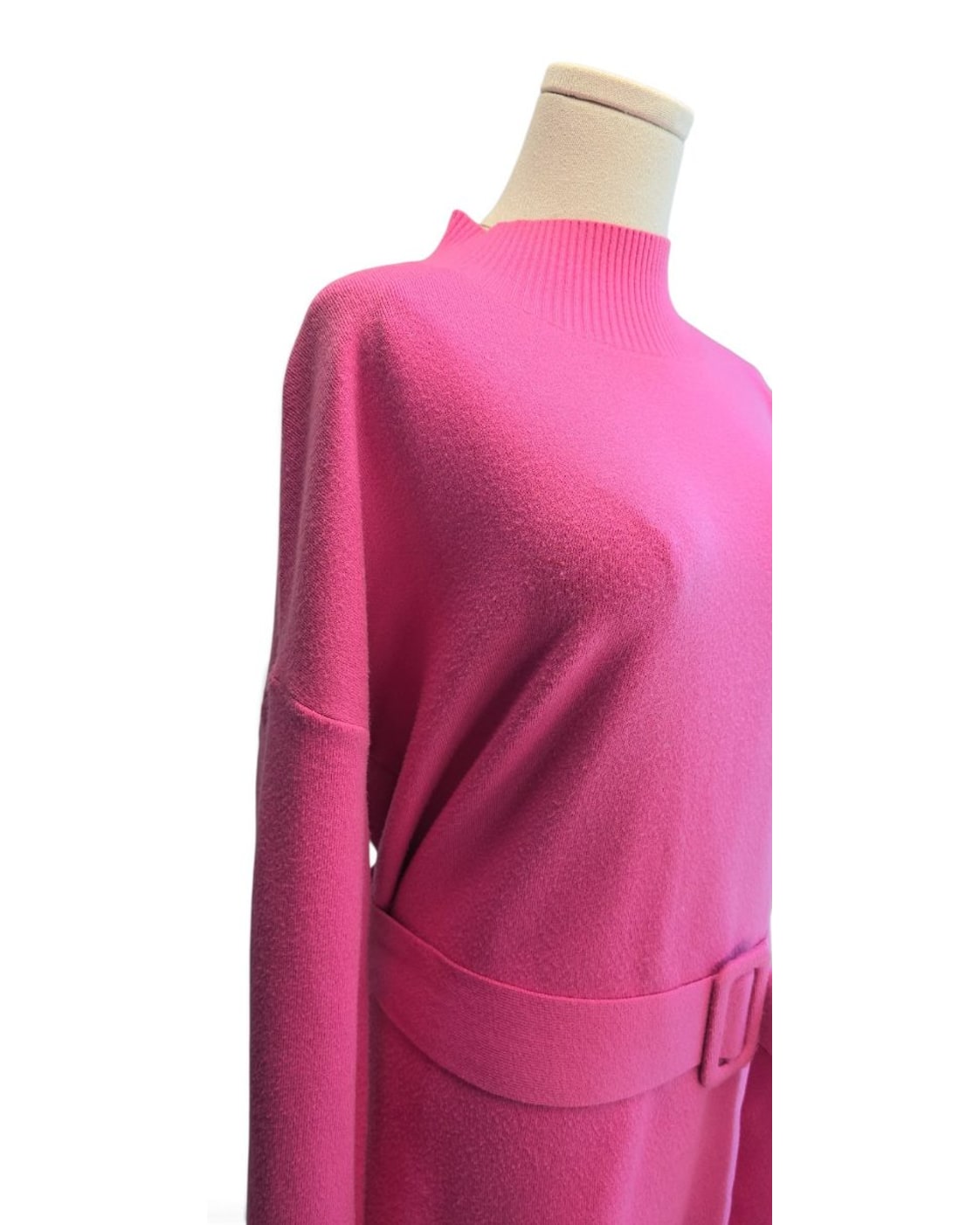 fate Belted Mock-Neck Sweater Mini Dress
