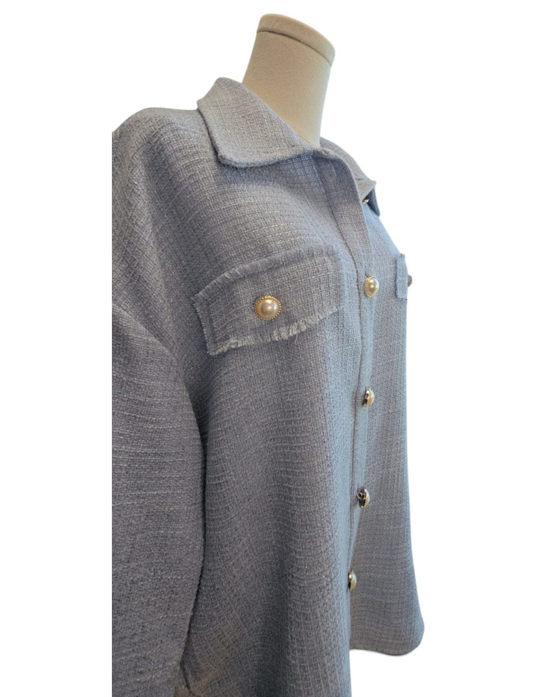ANDRÉE BY UNIT Tweed Pearl-Button Shirt Jacket