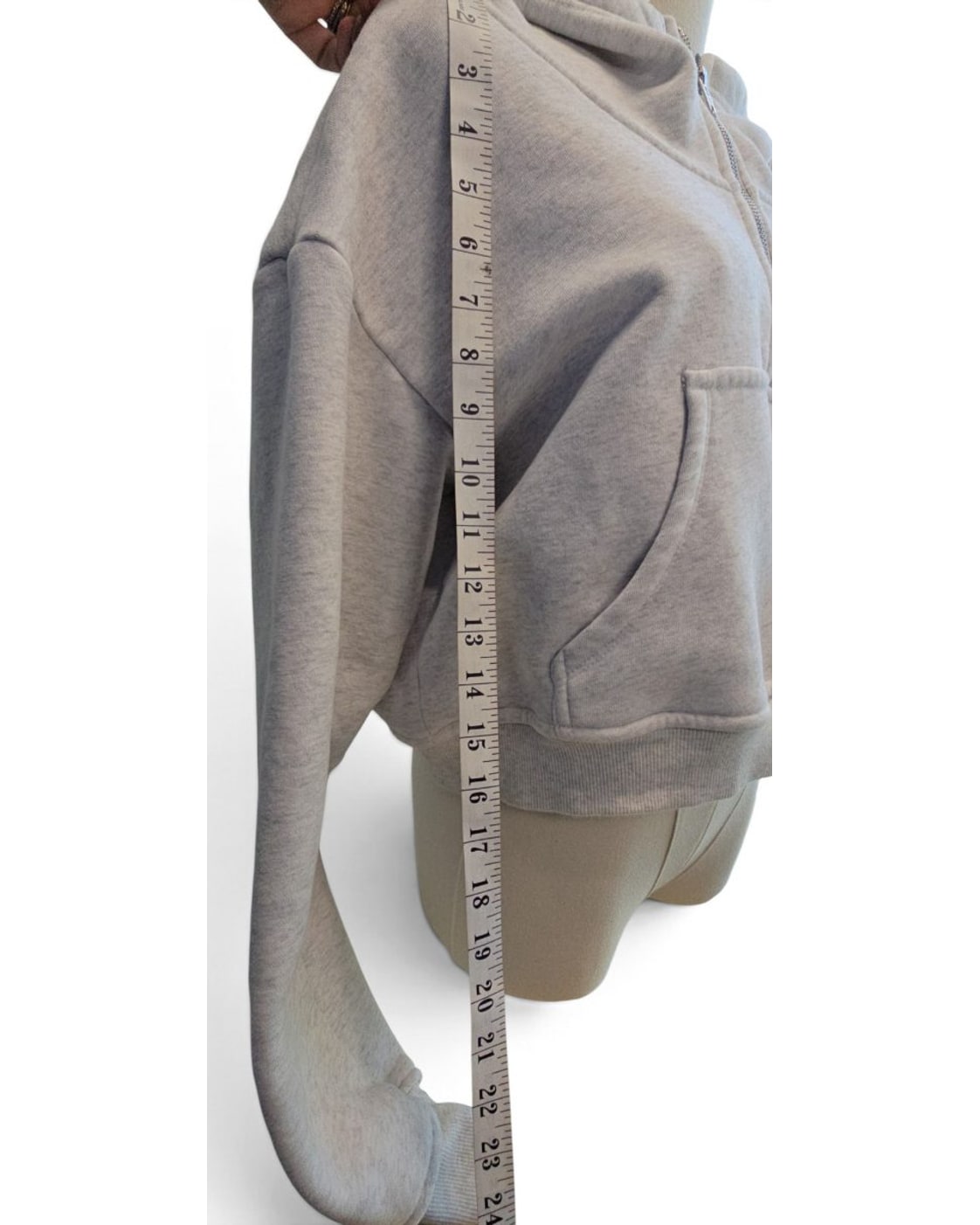 Grey TIC TOC Cropped Quarter-Zip Fleece Hoodie, size M – photo 2