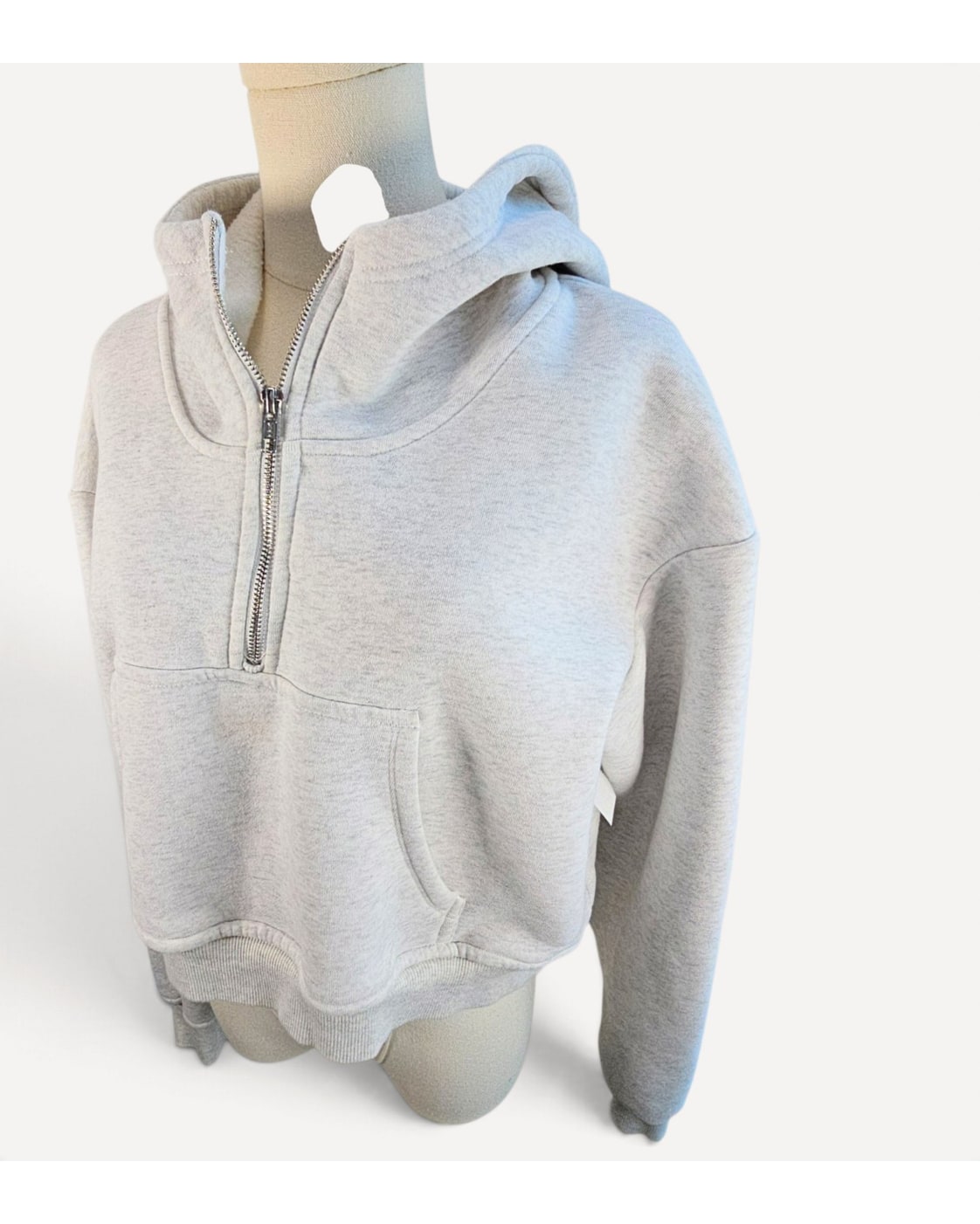 Grey TIC TOC Cropped Quarter-Zip Fleece Hoodie, size M – photo 3