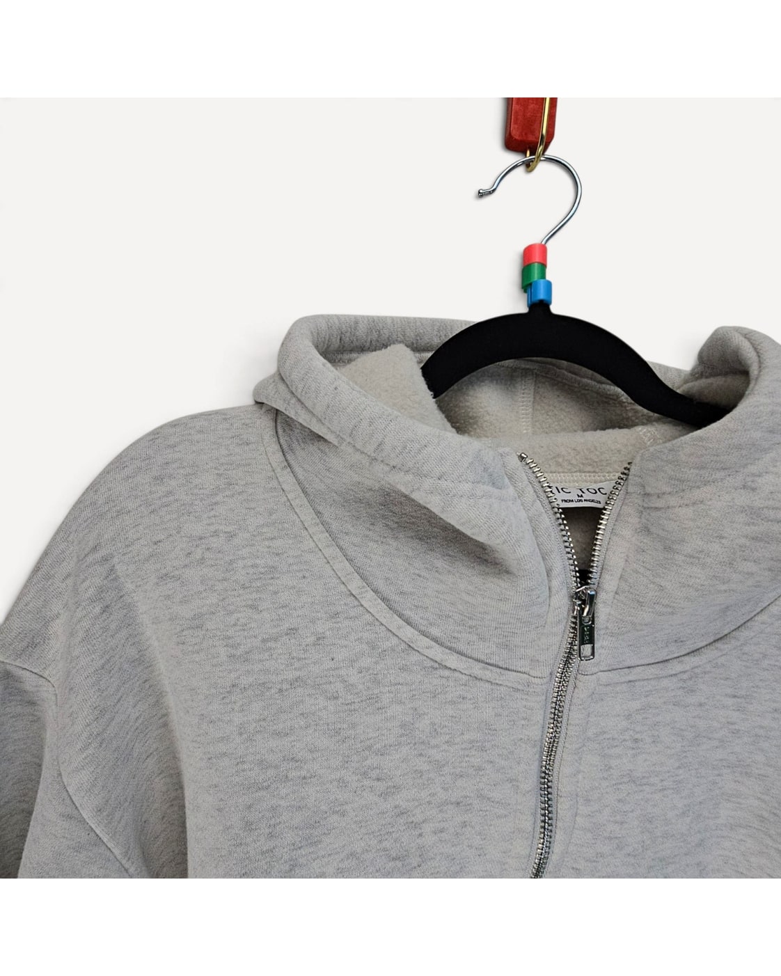 Grey TIC TOC Cropped Quarter-Zip Fleece Hoodie, size M – photo 5