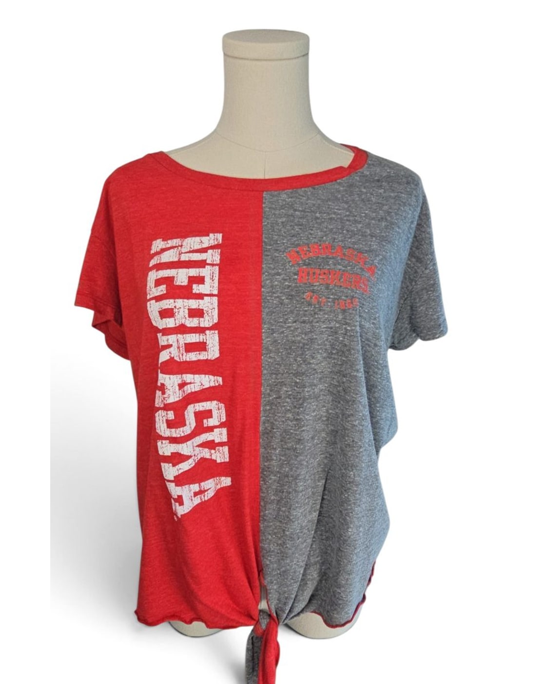 Blue 84 Nebraska Colorblock Tie-Front T-Shirt