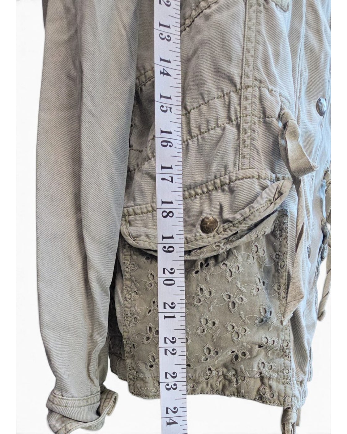 Green MAX JEANS Eyelet Utility Jacket, size S – photo 4