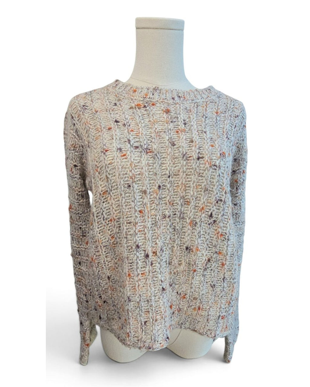Speckled Open-Knit Cropped Sweater