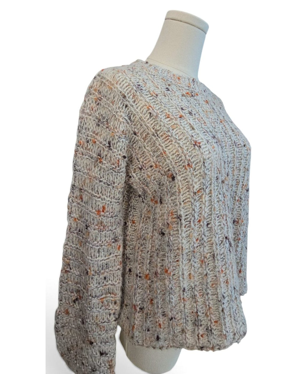 Speckled Open-Knit Cropped Sweater