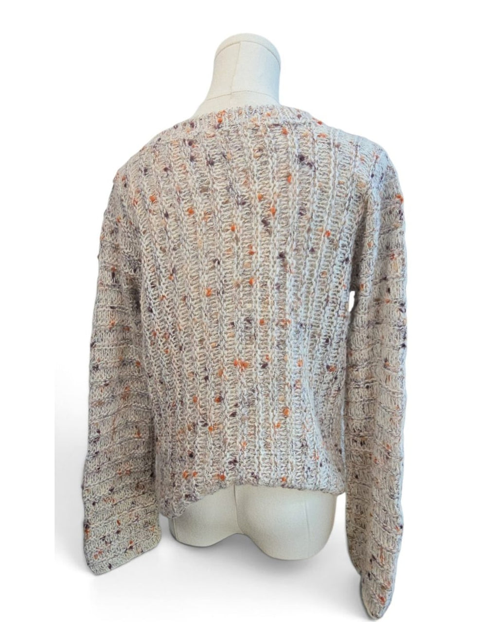 Speckled Open-Knit Cropped Sweater