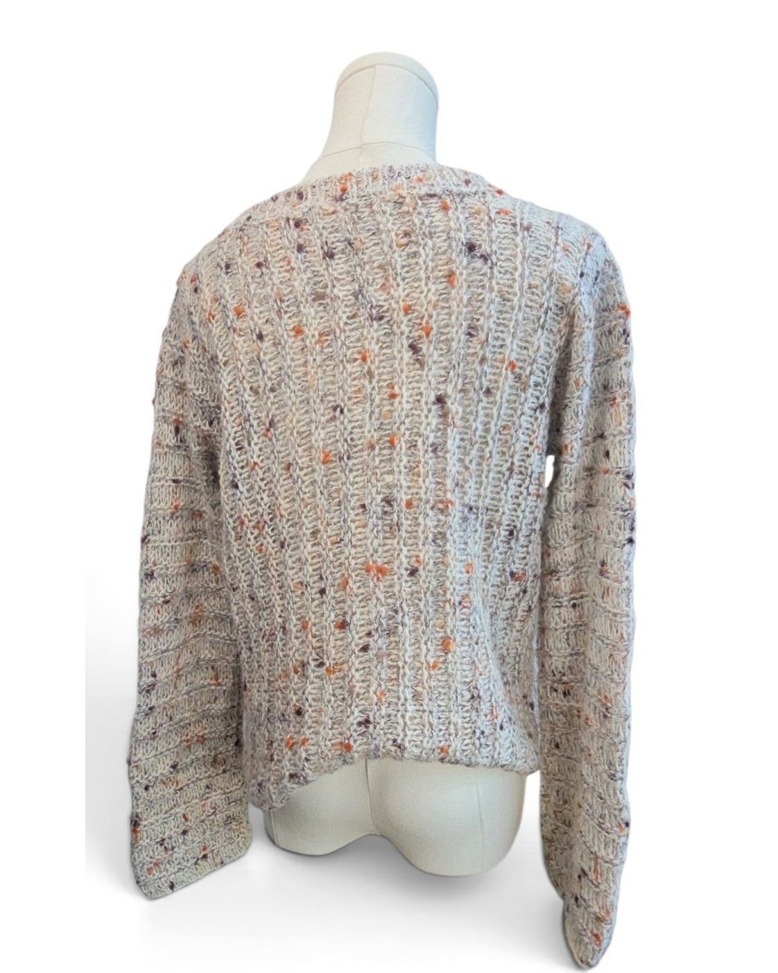 Speckled Open-Knit Cropped Sweater