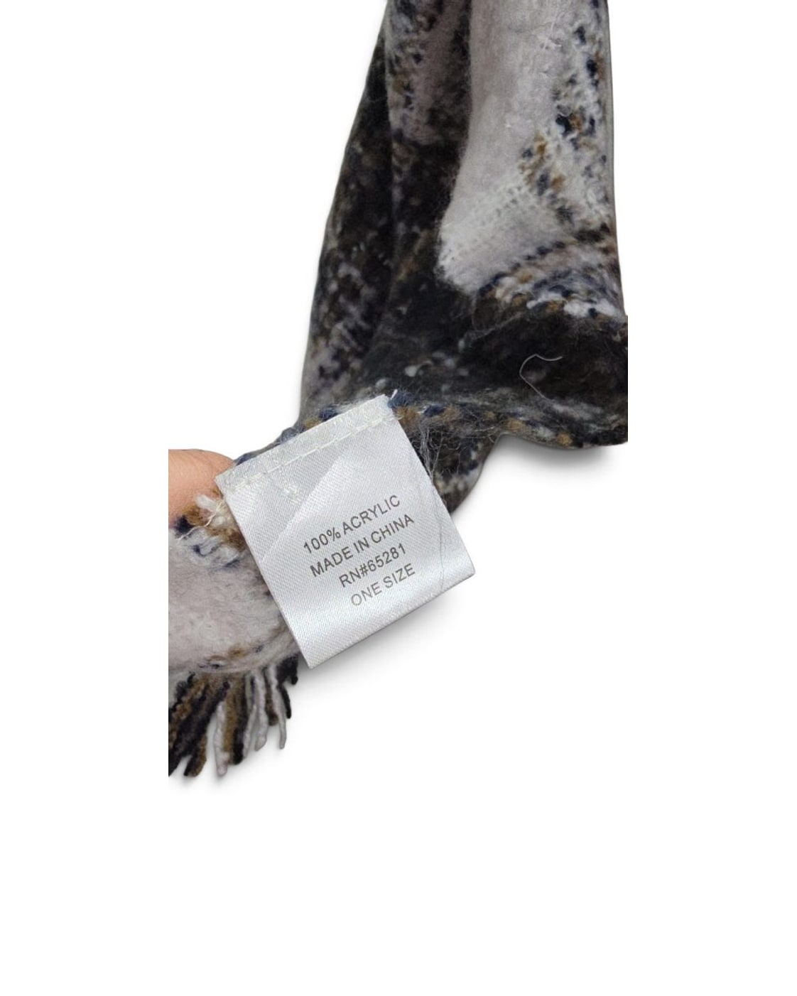 Beige THE CURATED PEARL Plaid Fringe Blanket Scarf – photo 2