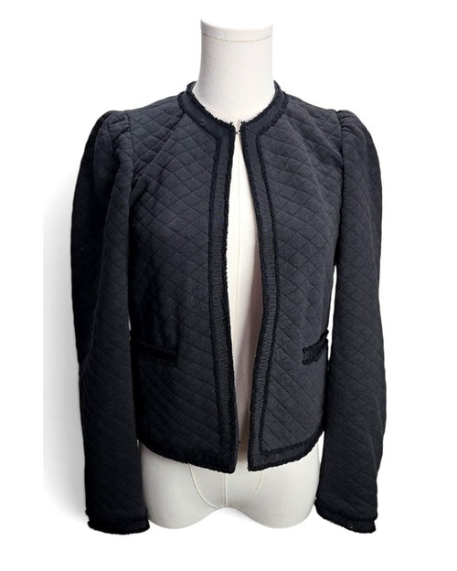 Black ANN TAYLOR Quilted Puff-Shoulder Jacket, size 00
