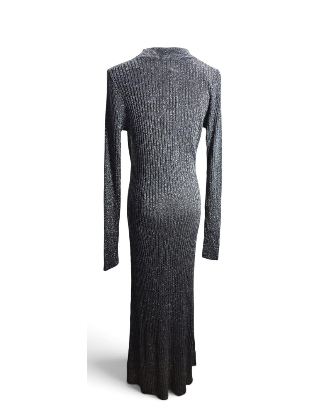 garance Metallic Ribbed Mock-Neck Maxi Dress - NWT