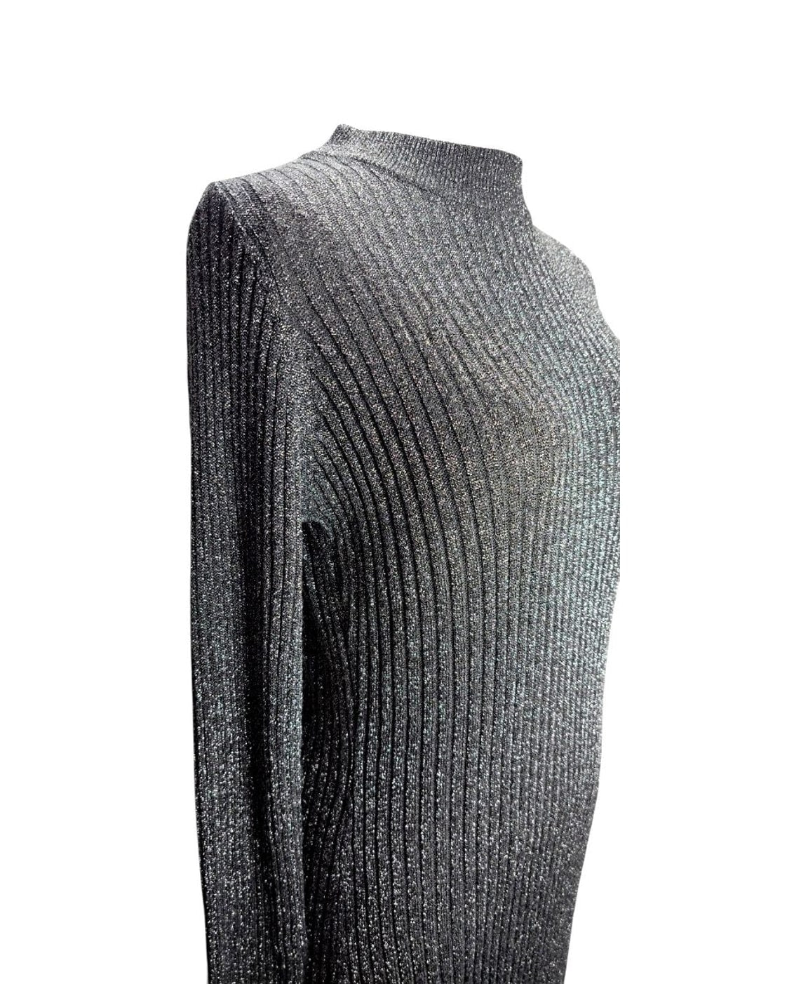 garance Metallic Ribbed Mock-Neck Maxi Dress - NWT