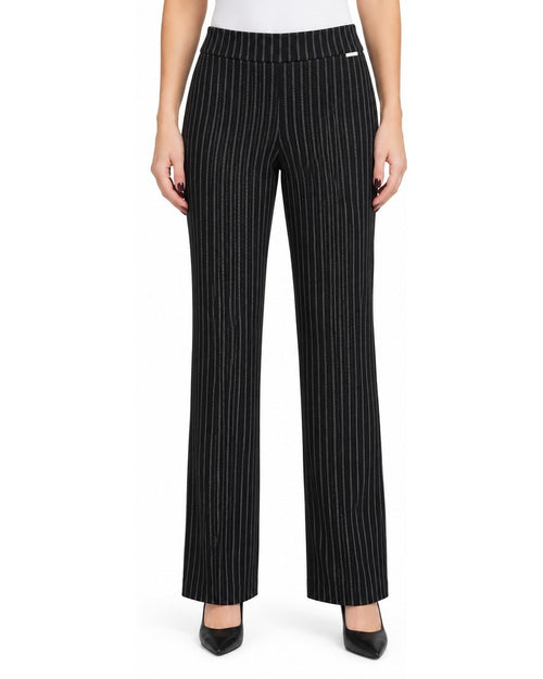 Black ANNE KLEIN Pinstripe Flare Trousers, size L
