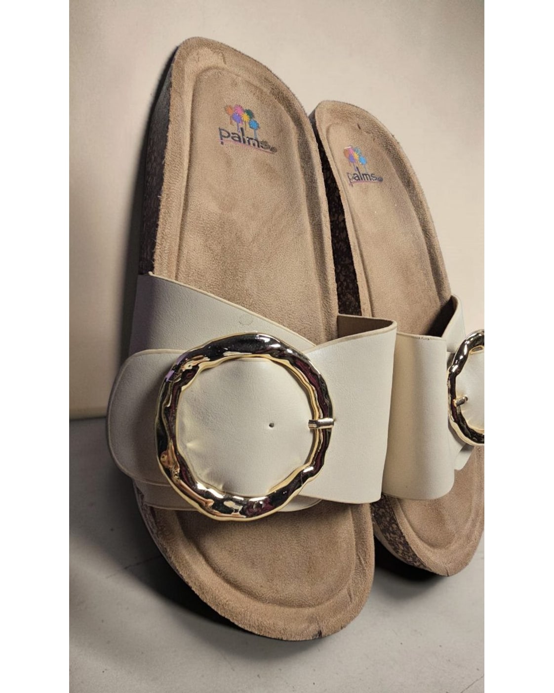 palms Oversized Buckle Platform Slide Sandals