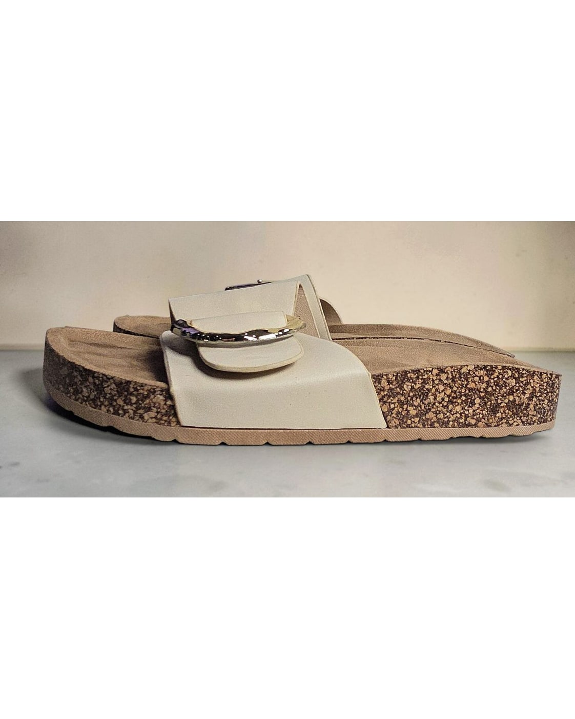 palms Oversized Buckle Platform Slide Sandals