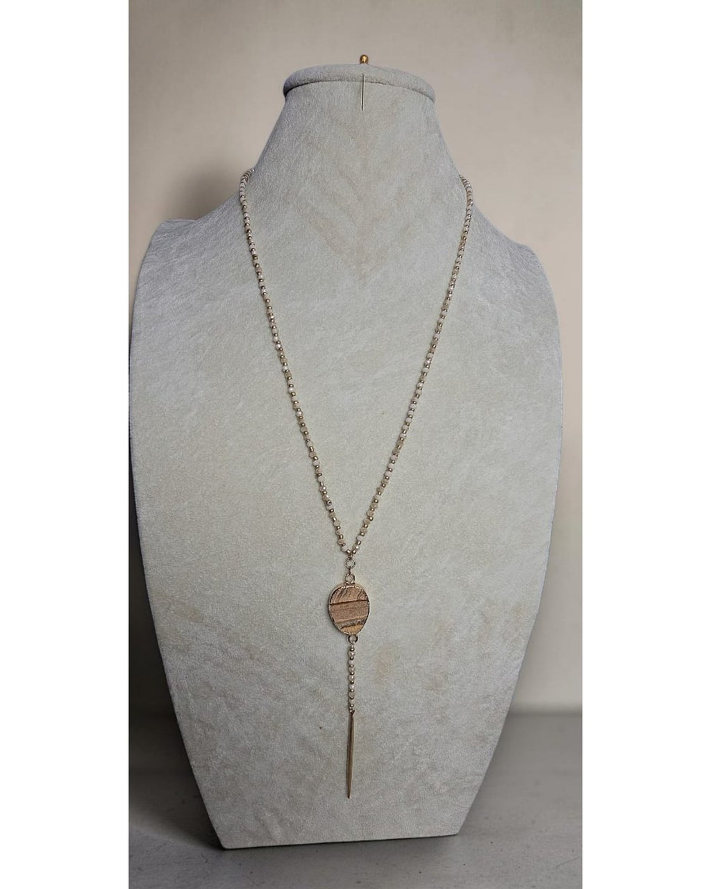 Oval Pendant Spike-Drop Lariat Necklace