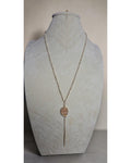 Oval Pendant Spike-Drop Lariat Necklace