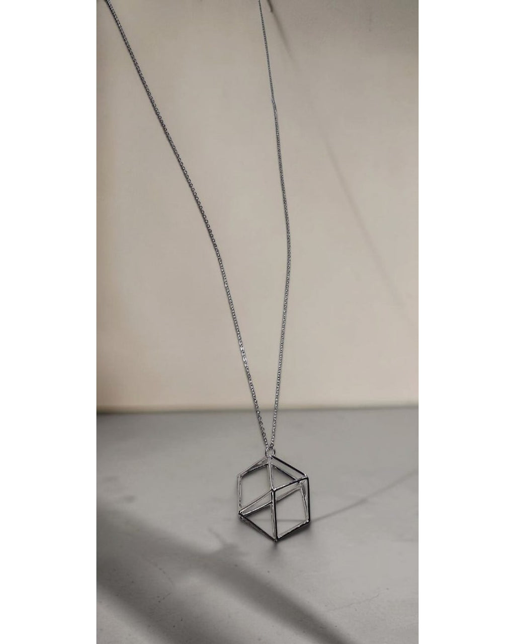 Geometric Cube Pendant Necklace