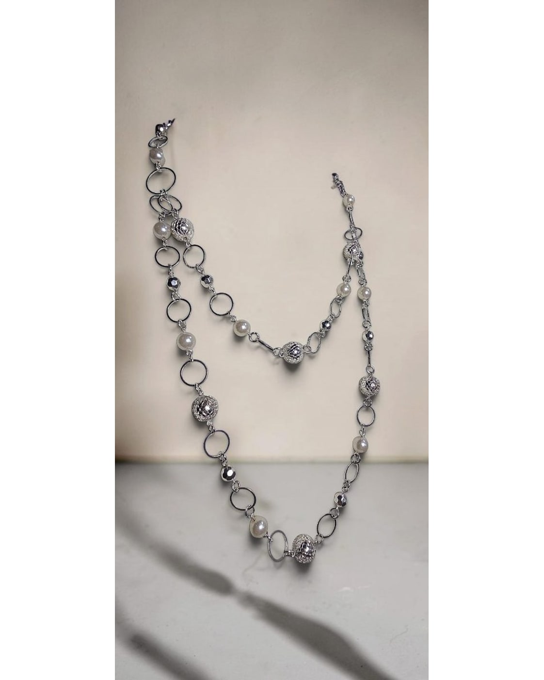 Multi-Strand Pearl-Look Statement Necklace