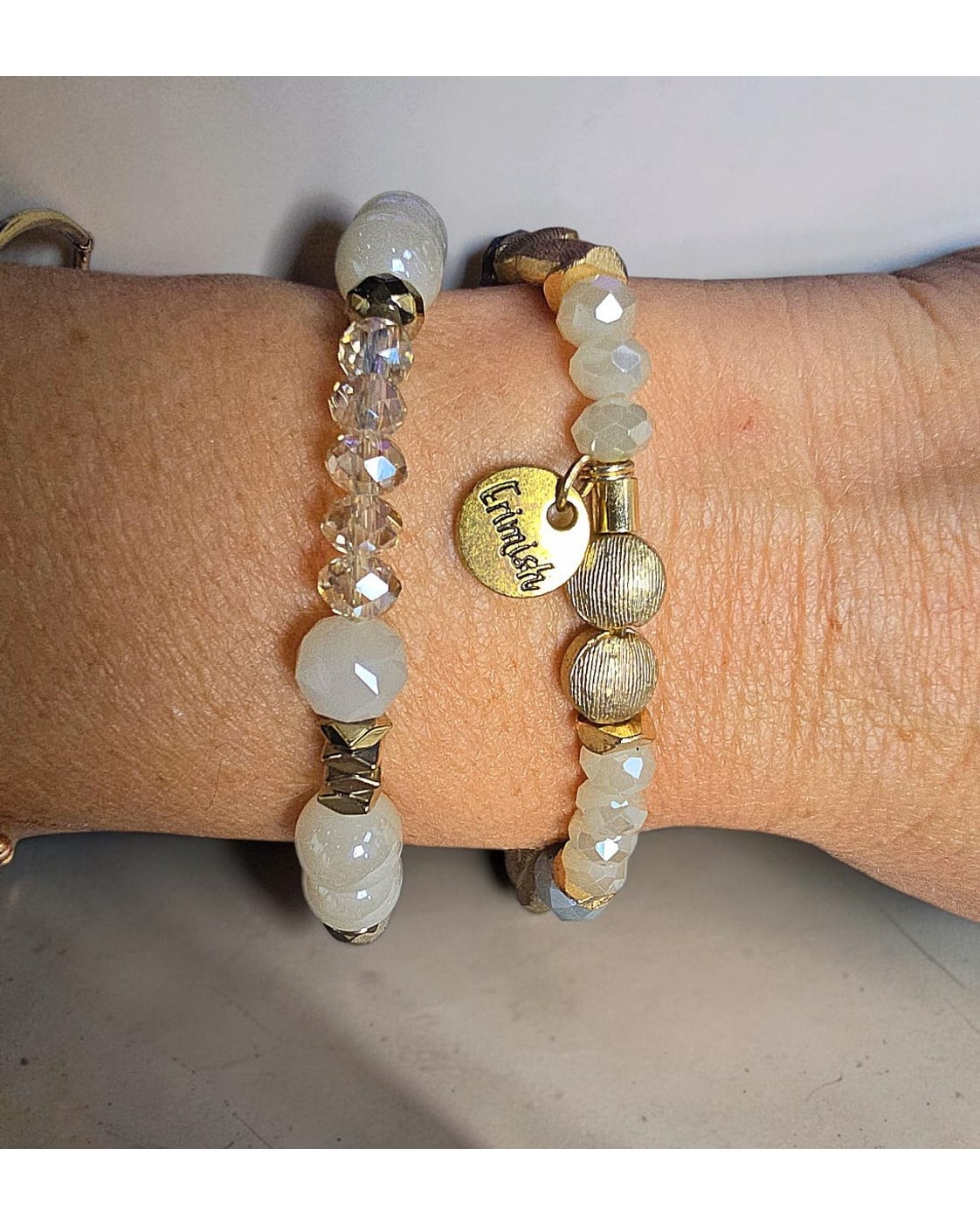 Gold Erimish Two-Bracelet Beaded Stack
