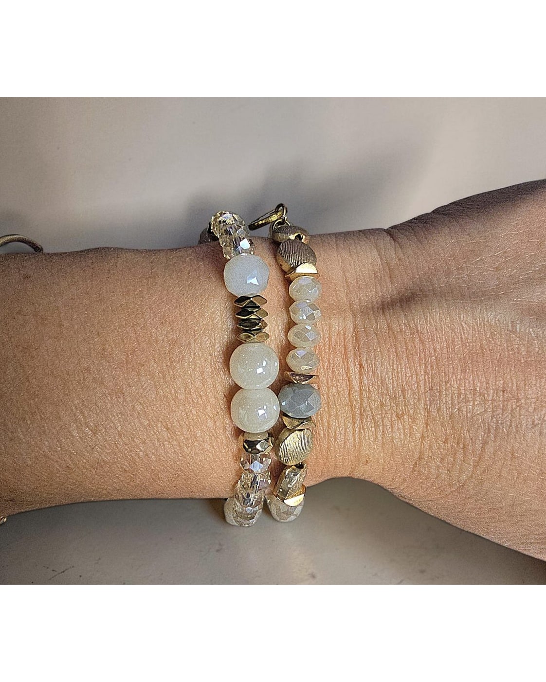 Gold Erimish Two-Bracelet Beaded Stack – photo 3