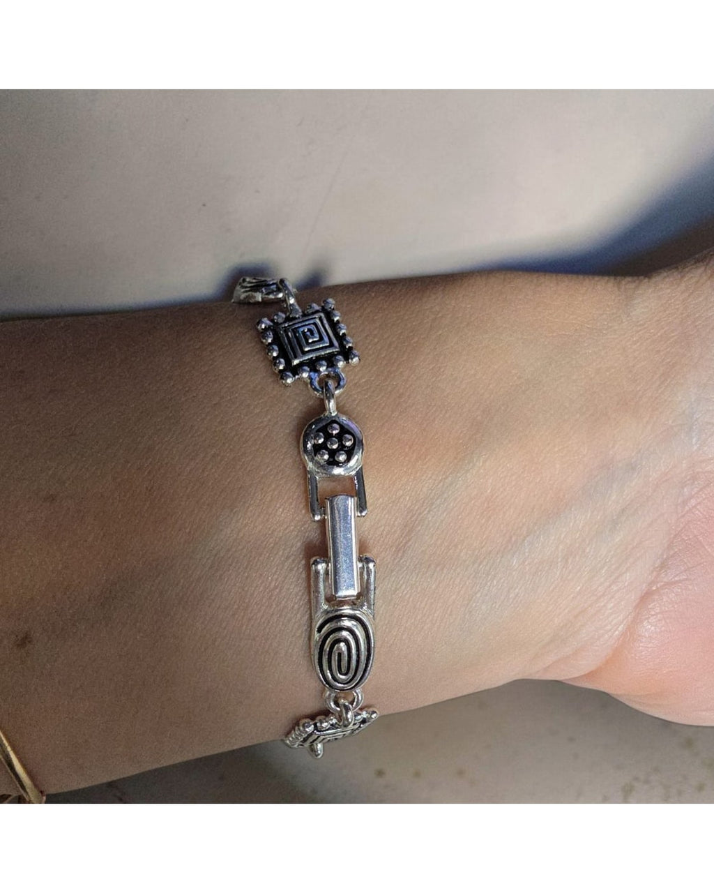 Geometric Spiral Link Bracelet