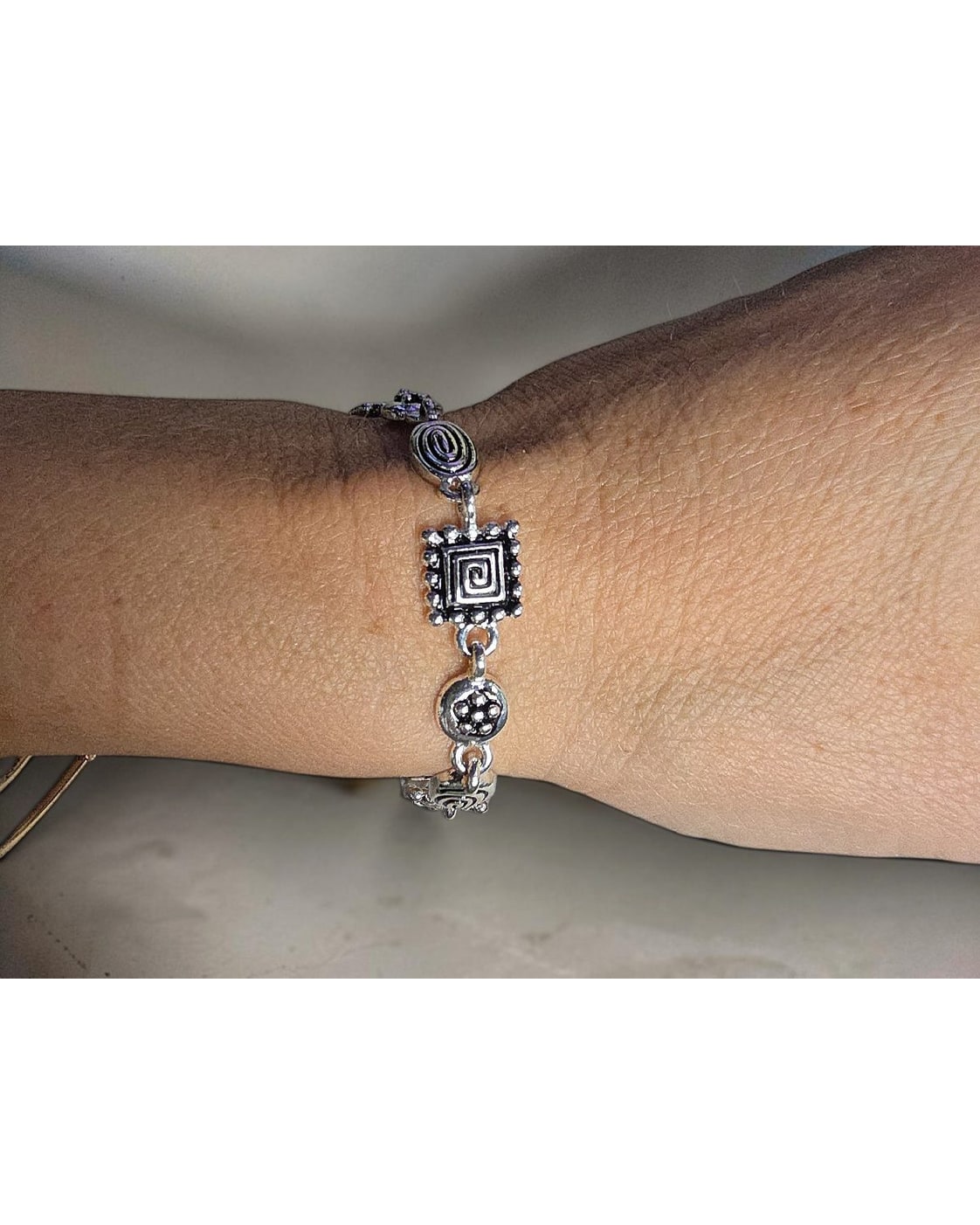 Geometric Spiral Link Bracelet