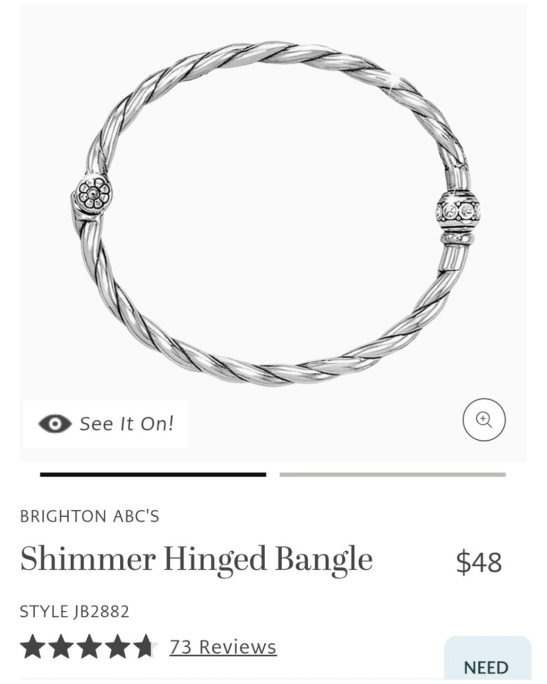 Brighton Twisted Cable Crystal Accent Cuff Bracelet