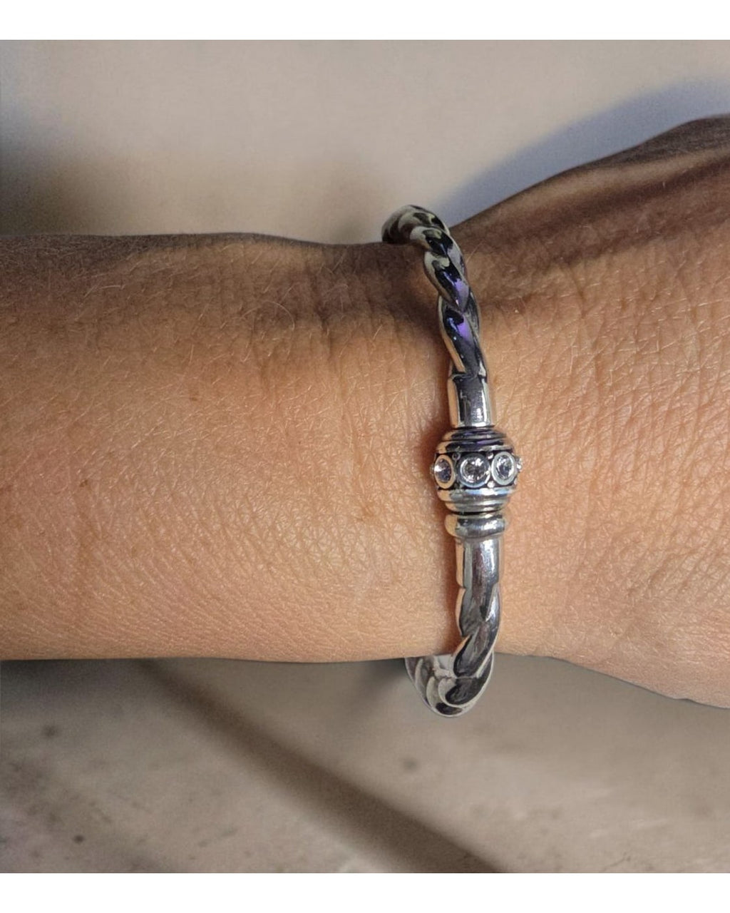 Brighton Twisted Cable Crystal Accent Cuff Bracelet