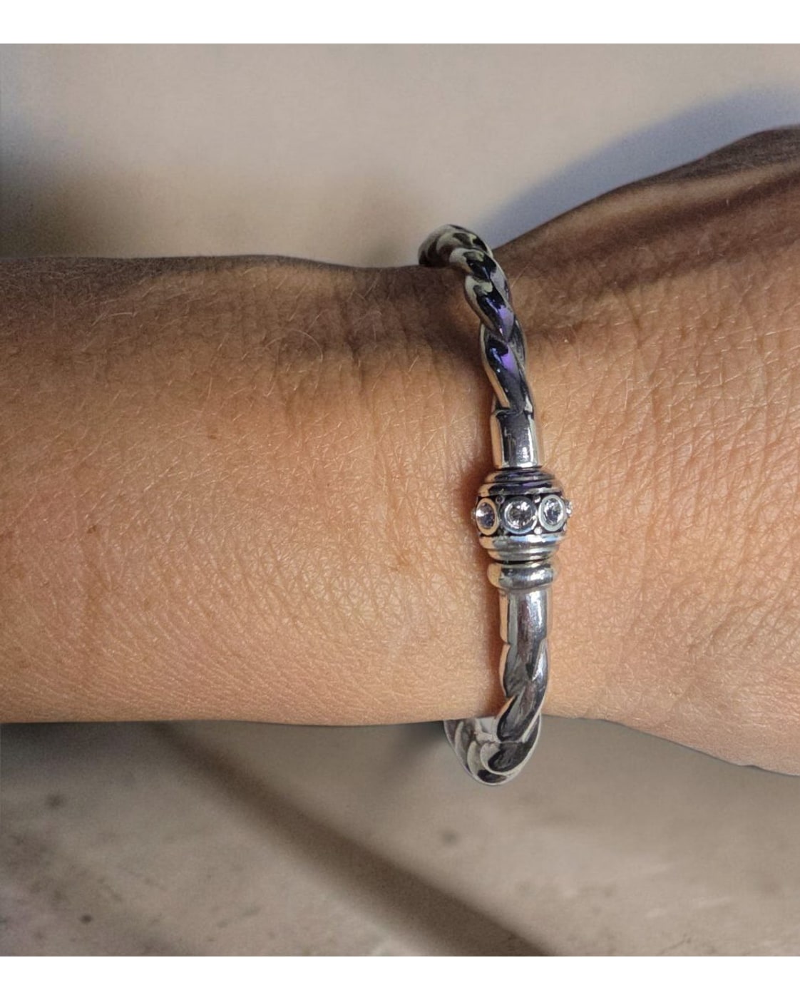 Brighton Twisted Cable Crystal Accent Cuff Bracelet
