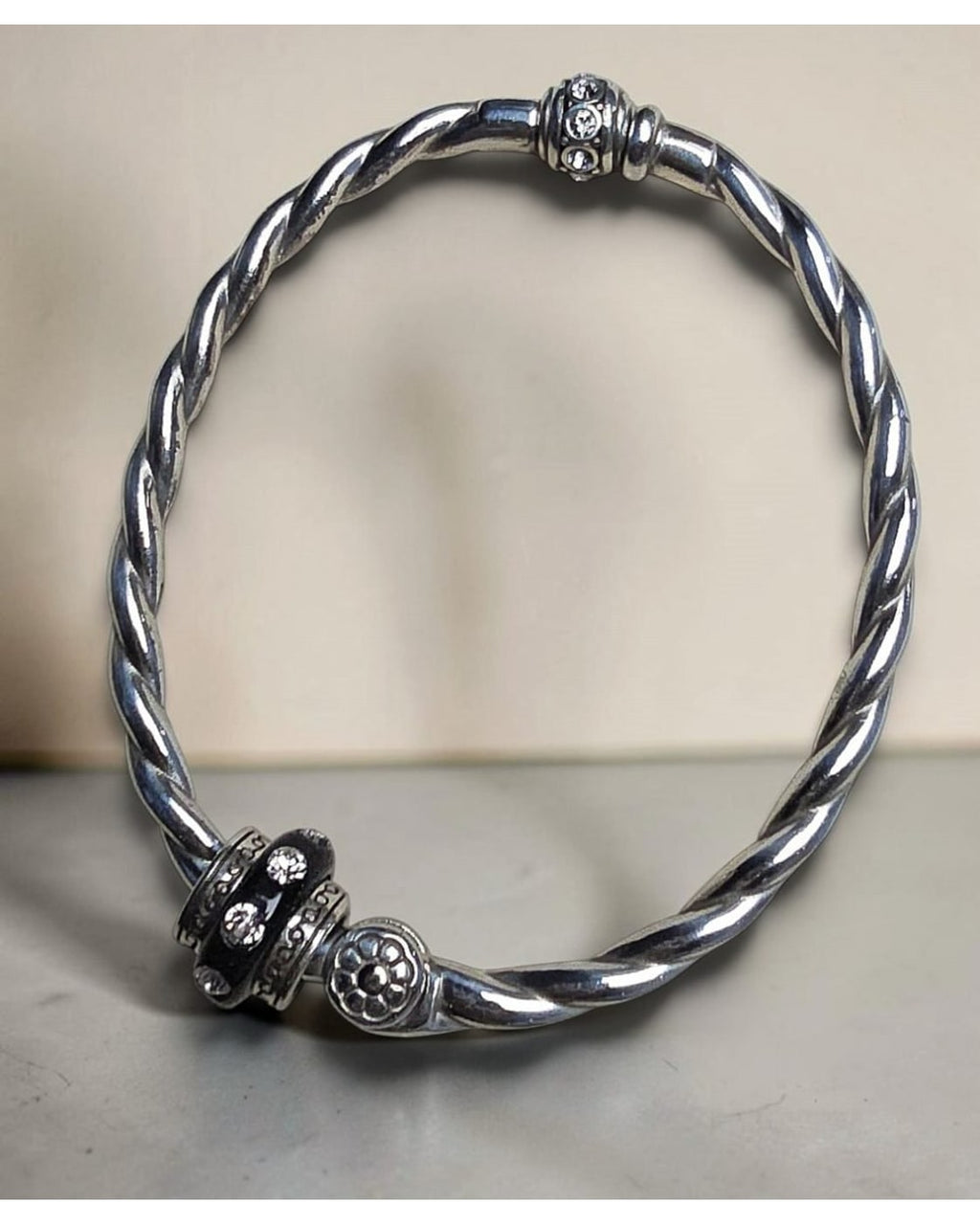 Brighton Twisted Cable Crystal Accent Cuff Bracelet