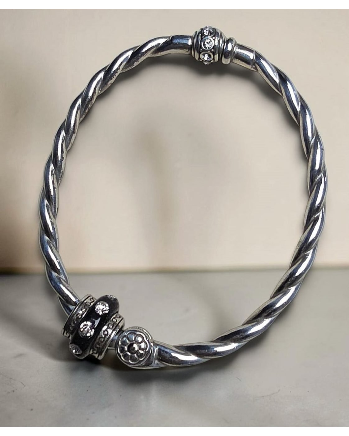 Brighton Twisted Cable Crystal Accent Cuff Bracelet