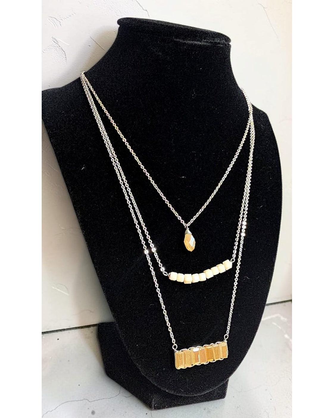 Three-Tier Beaded Crystal Necklace