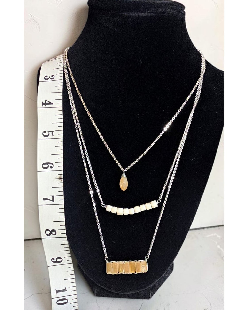 Three-Tier Beaded Crystal Necklace