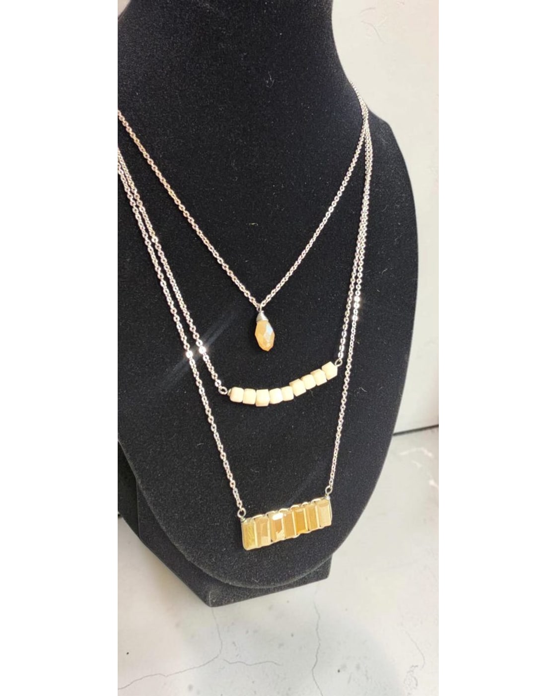 Three-Tier Beaded Crystal Necklace