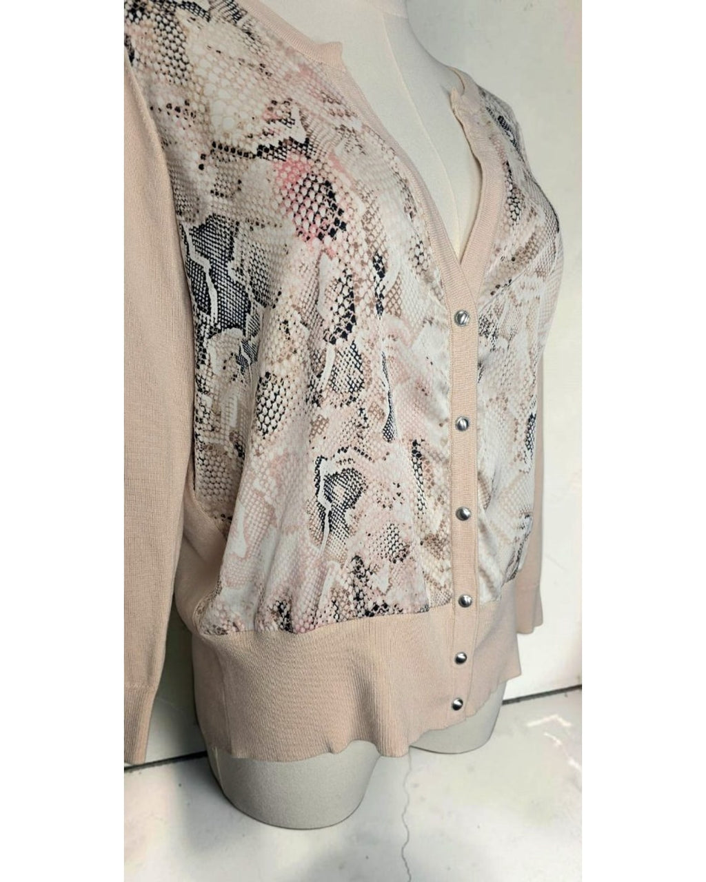 Snake Print Snap-Front Cardigan