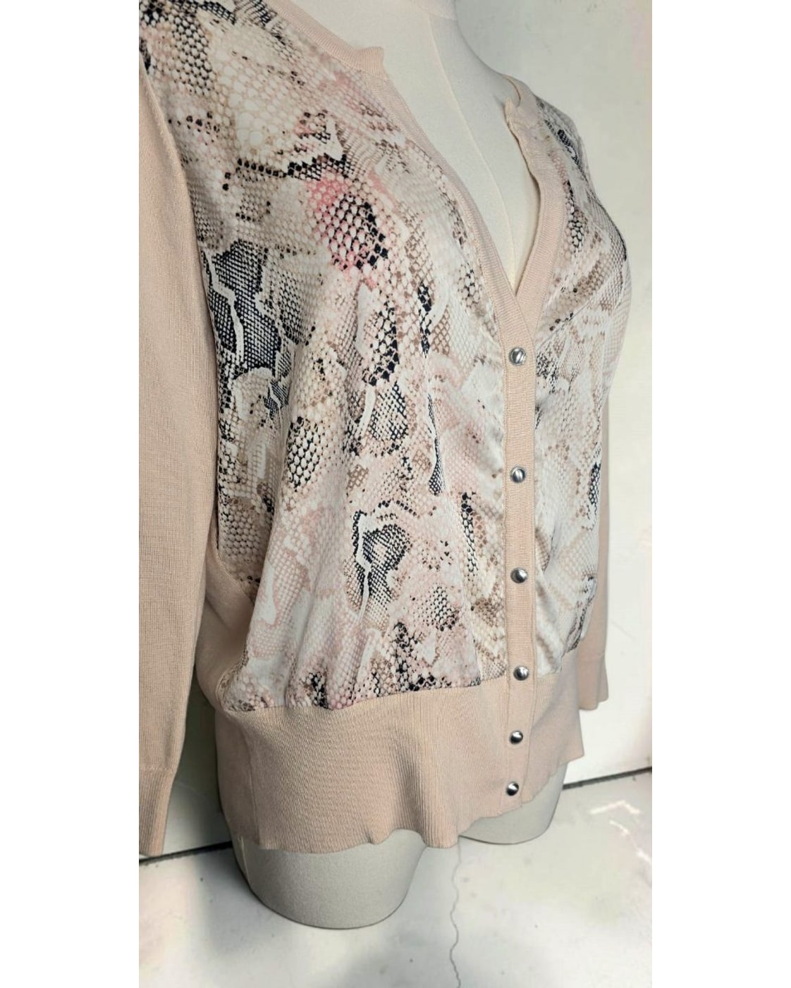 Snake Print Snap-Front Cardigan
